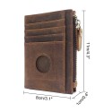 Men Cards Holder Compatible with Airtag RFID Blocking Zipper Wallet Brown