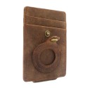 Men Cards Holder Compatible with Airtag RFID Blocking Cash Clip Purse Brown