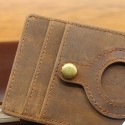 Men Cards Holder Compatible with Airtag RFID Blocking Cash Clip Purse Brown