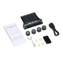 Solar TPMS Wireless Car Tire Pressure  Monitoring System with 4 External Sensors