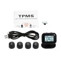 TPMS Tire Pressure Monitoring System Wireless Real-time  LCD Display 4 External Sensors Alarm Function