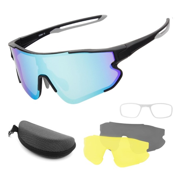 Cycling Glasses with 2 Interchangeable Lenses UV400 Sports Sunglasses MTB Road Bike Glasses for Men Women Running Driving Fishing Baseball Golf